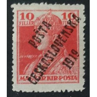 Známka ČSR PČ 1919, 10f, Pof.119*, III. typ přetisku