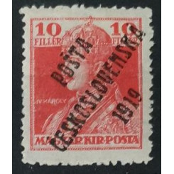Známka ČSR PČ 1919, 10f, Pof.119*, III. typ přetisku