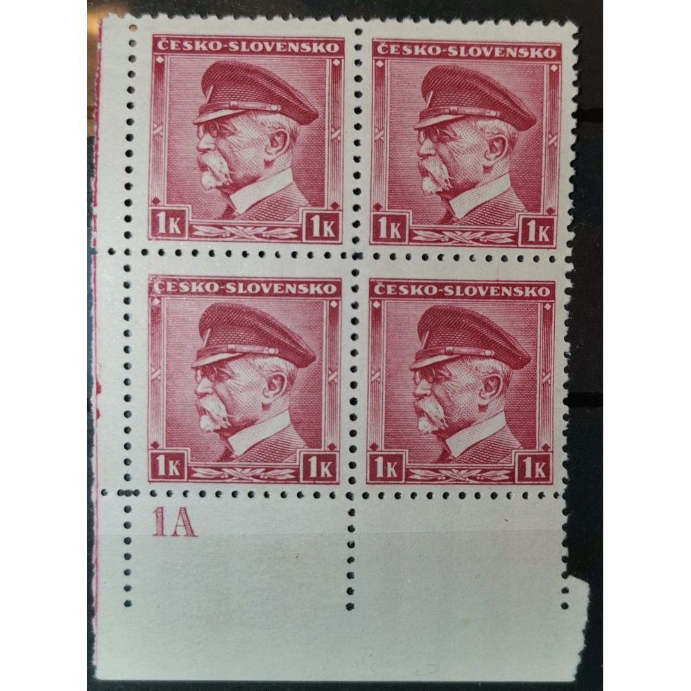 Bloque de cuatro stamps Checoslovaquia, 1 K, Pof.352, MNH**