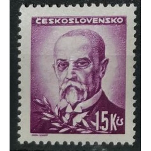 Portréty - T. G. Masaryk - 15 Kčs červenofialová