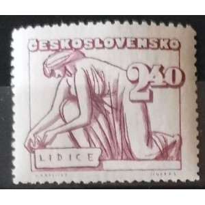5. výročí vyhlazení Lidic - 2,40 Kčs fialovočervená