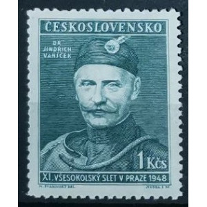11. všesokolský slet v Praze (postavy) - 1 Kčs tmavozelená