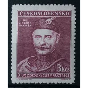 11. všesokolský slet v Praze (postavy) - 3 Kčs červenofialová