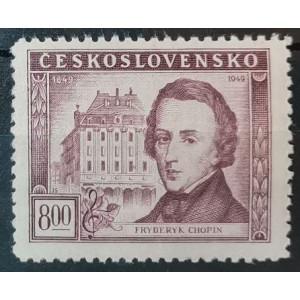 100. výročí úmrtí F. Chopina - 8 Kčs hnědofialová