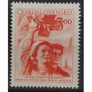 1. celostátní sjezd Čs. červeného kříže - 3 Kčs červená