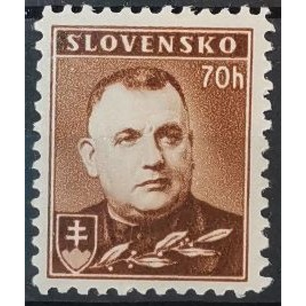 Sello Estado Eslovaco, 70H, Mi.68Y, MNH**, zoubkování: D 10 1/4