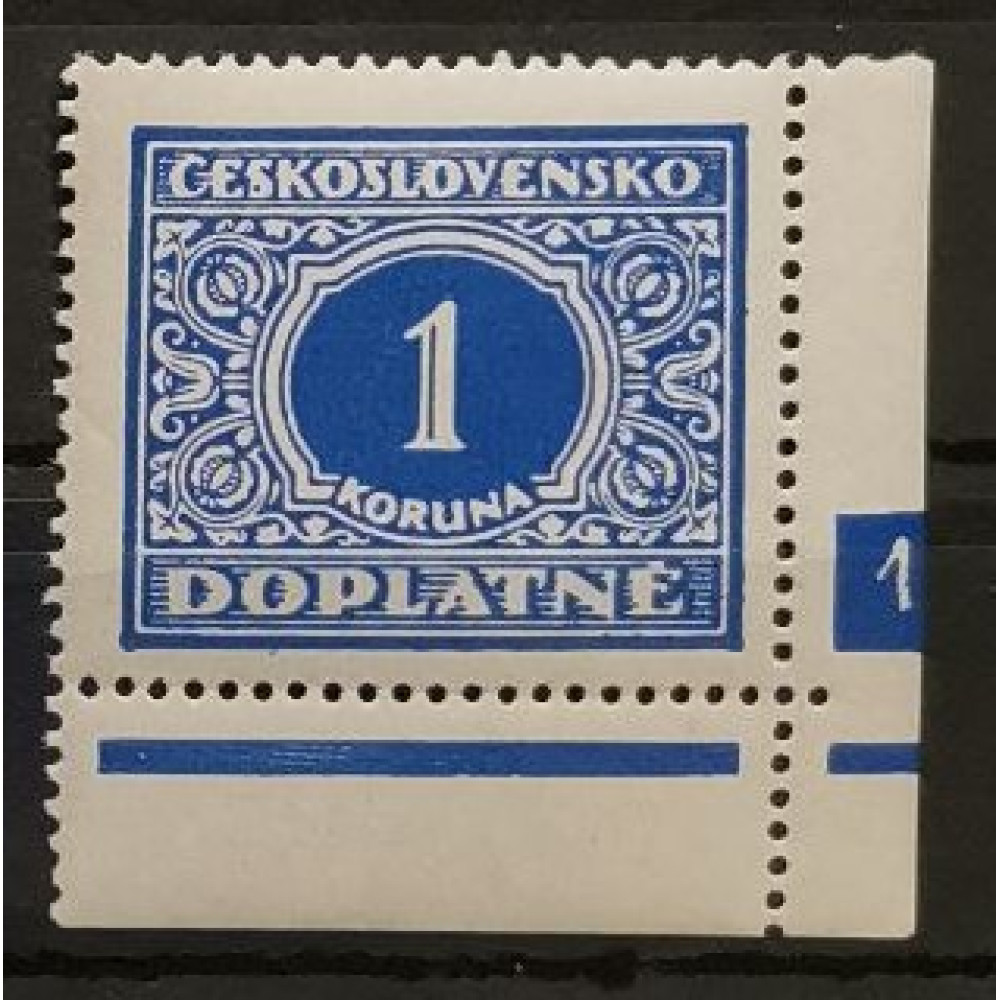 Známky s deskovým číslem ČSR, 1 Kč, Pof.DL62 ** 
