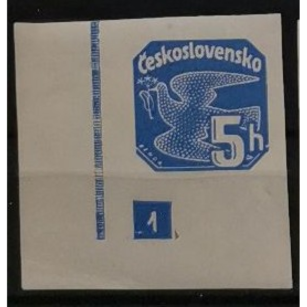 Selo com número de chapa Tchecoslováquia, 5h, Mi.365, MNH** 