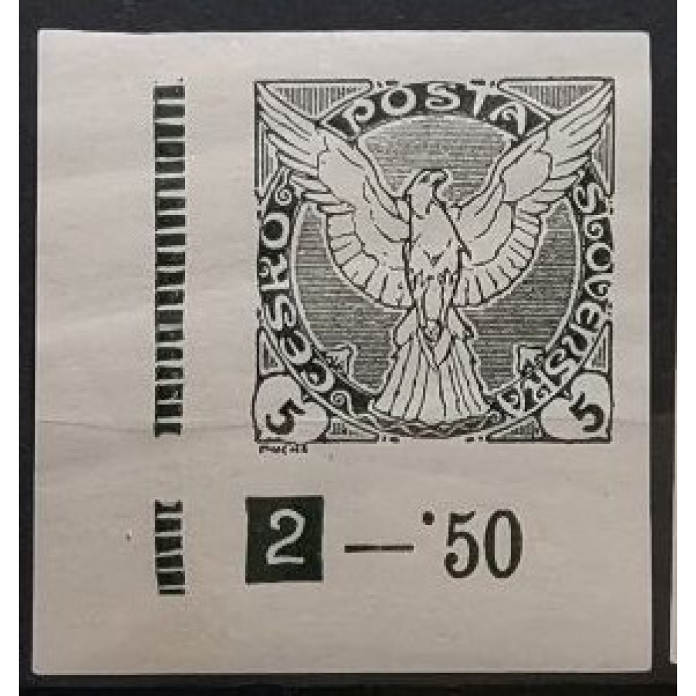 Sello con número de plancha Checoslovaquia, 5h, Mi.189, MNH** 