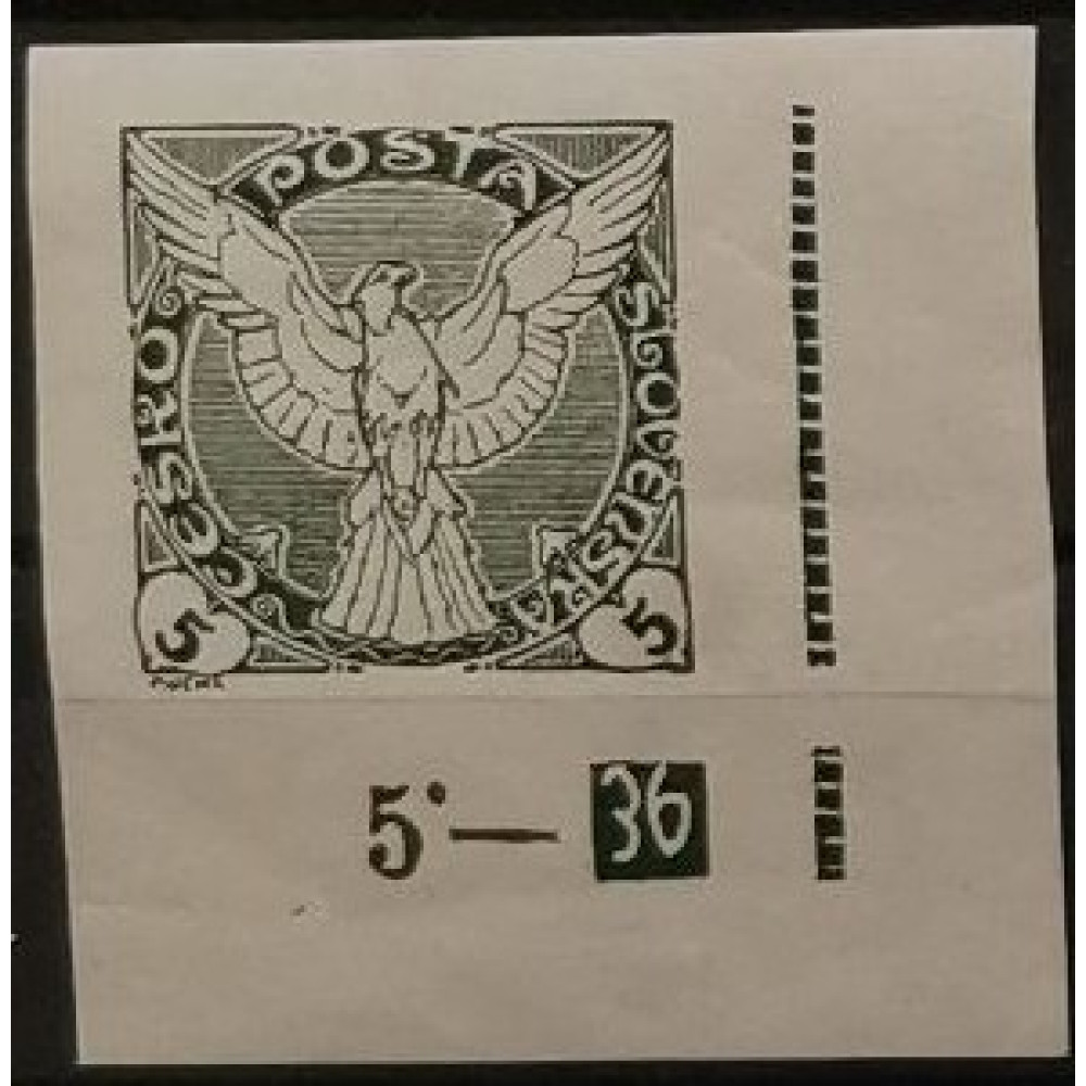 Sello con número de plancha Checoslovaquia, 5h, Mi.189, MNH** 