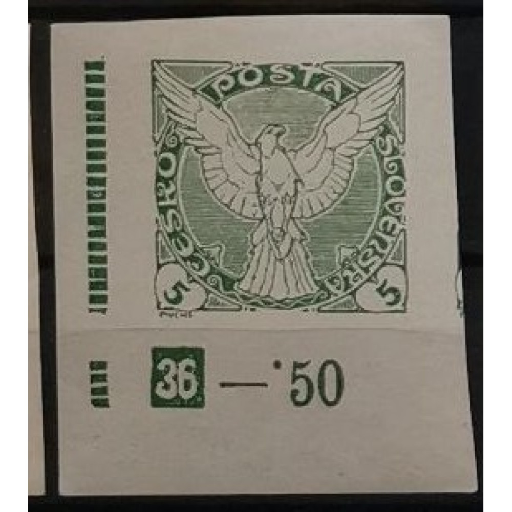 Sello con número de plancha Checoslovaquia, 5h, Mi.189, MNH** 