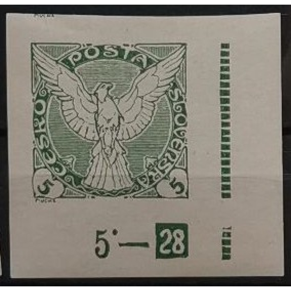 Sello con número de plancha Checoslovaquia, 5h, Mi.189, MNH** 