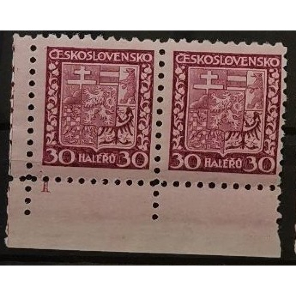 Sello con número de plancha Checoslovaquia, 30h, Mi.281, MNH** 
