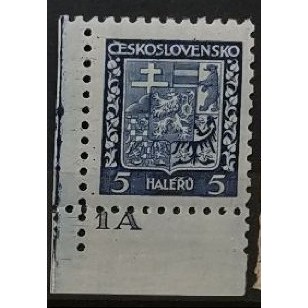 Sello con número de plancha Checoslovaquia, 5h, Mi.277, MNH** 