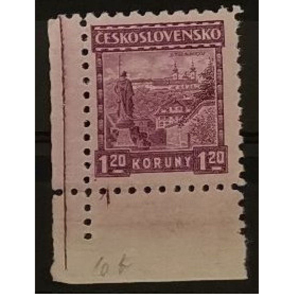 Sello con número de plancha Checoslovaquia, 1,20 Kč, Mi.260, MNH** 