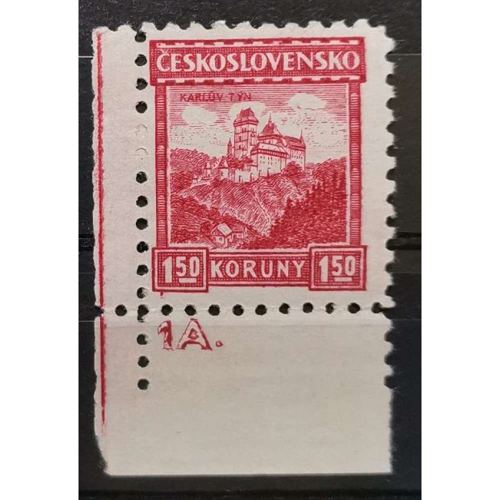 Sello con número de plancha Checoslovaquia, 1,50 Kč, Mi.261, MH* 