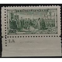 Stamps with plate numbers Czechoslovakia, 50h, Mi.322, MH* Stamps with plate numbers Czechoslovakia, 50h, Mi.322, MH*