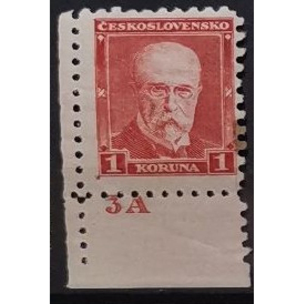Selo com número de chapa Tchecoslováquia, 1 Kč, Mi.297A, MH* 