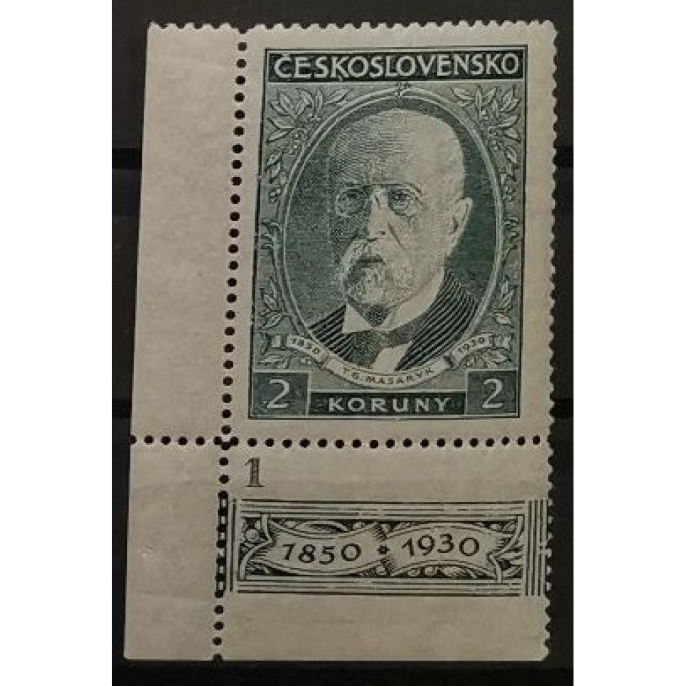 Sello con número de plancha Checoslovaquia, 2 Kč, Mi.299, MNH** 