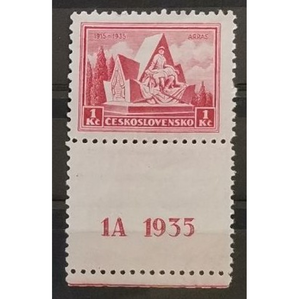 Sello con número de plancha Checoslovaquia, 1 Kč, Mi.336, MNH** 