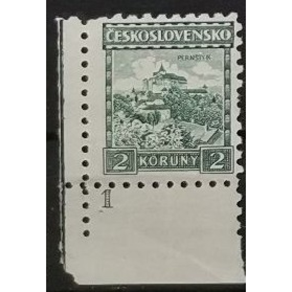 Známky s deskovým číslem ČSR, 2 Kč, Pof.221** 