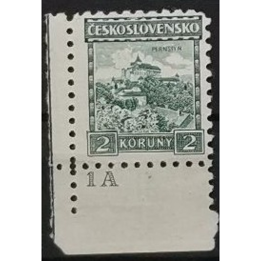 Sello con número de plancha Checoslovaquia, 2 Kč, Mi.288, MNH** 