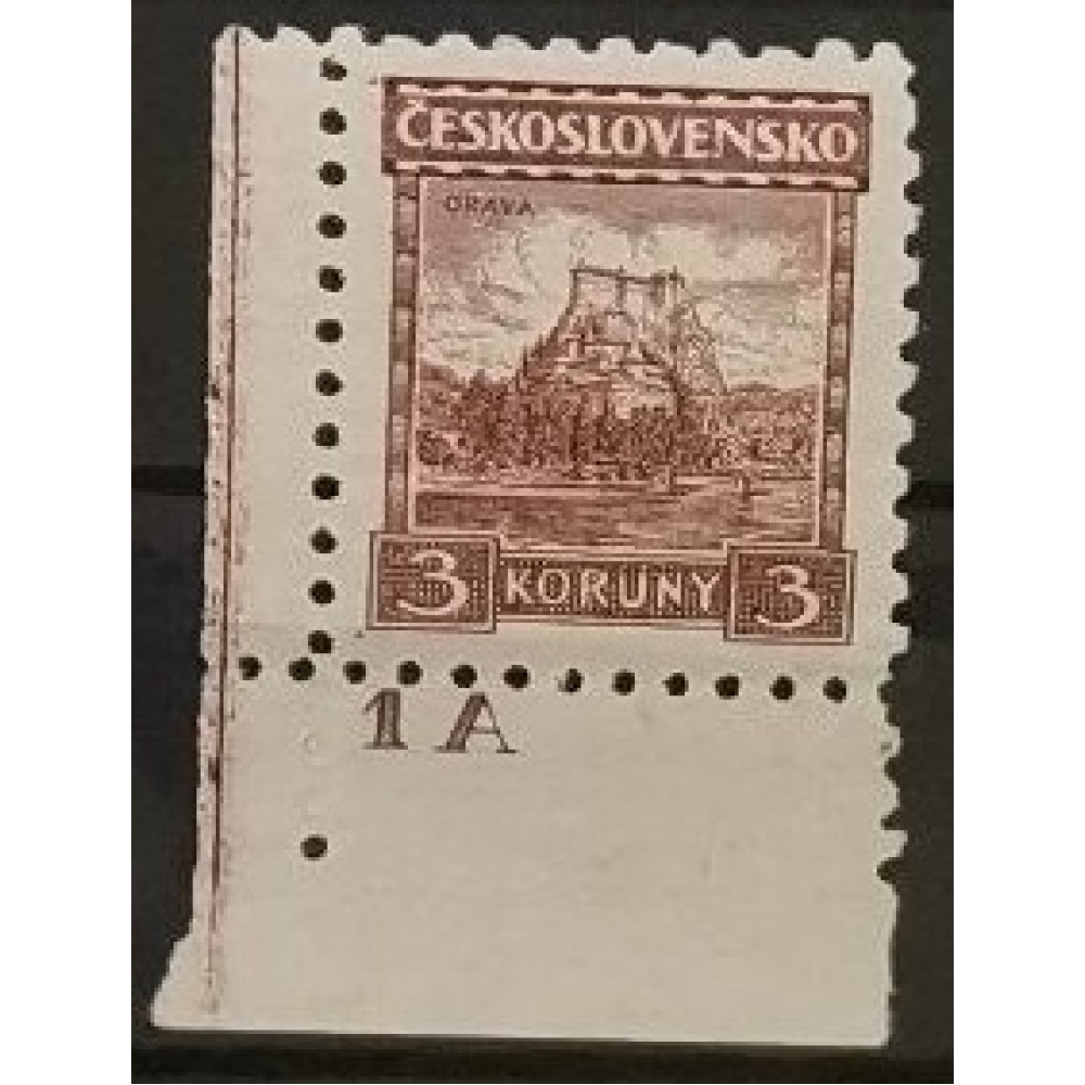Stamps with plate numbers Czechoslovakia, 3 Kč, Mi.290, MNH** 