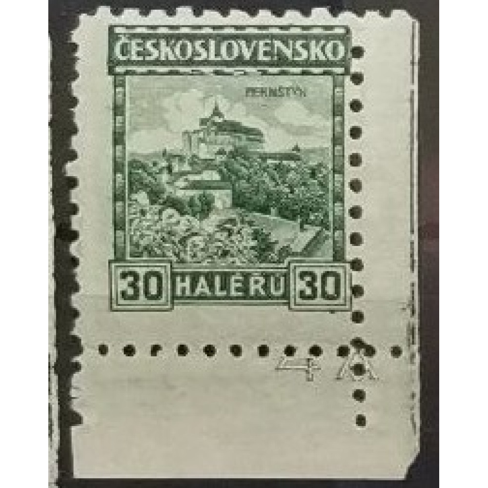 Sello con número de plancha Checoslovaquia, 30h, Mi.258, MNH** 