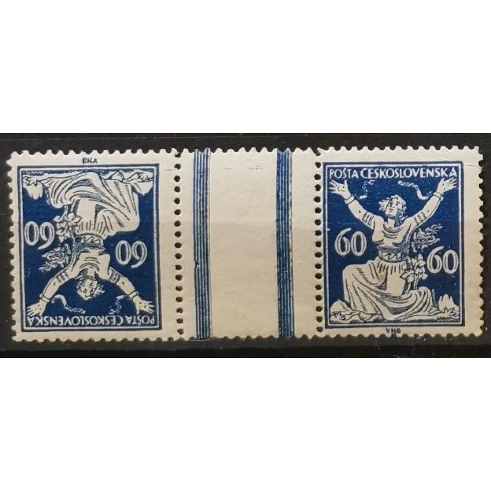 Pareja tête-bêche Checoslovaquia, 60h, Mi.176 B KZ, MNH** 