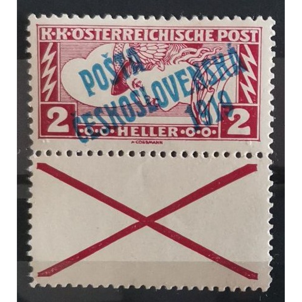 Briefmarke Tschechoslowakie PČ 1919, 2h, Mi.69, MNH**, zoubkování: 12 1/2