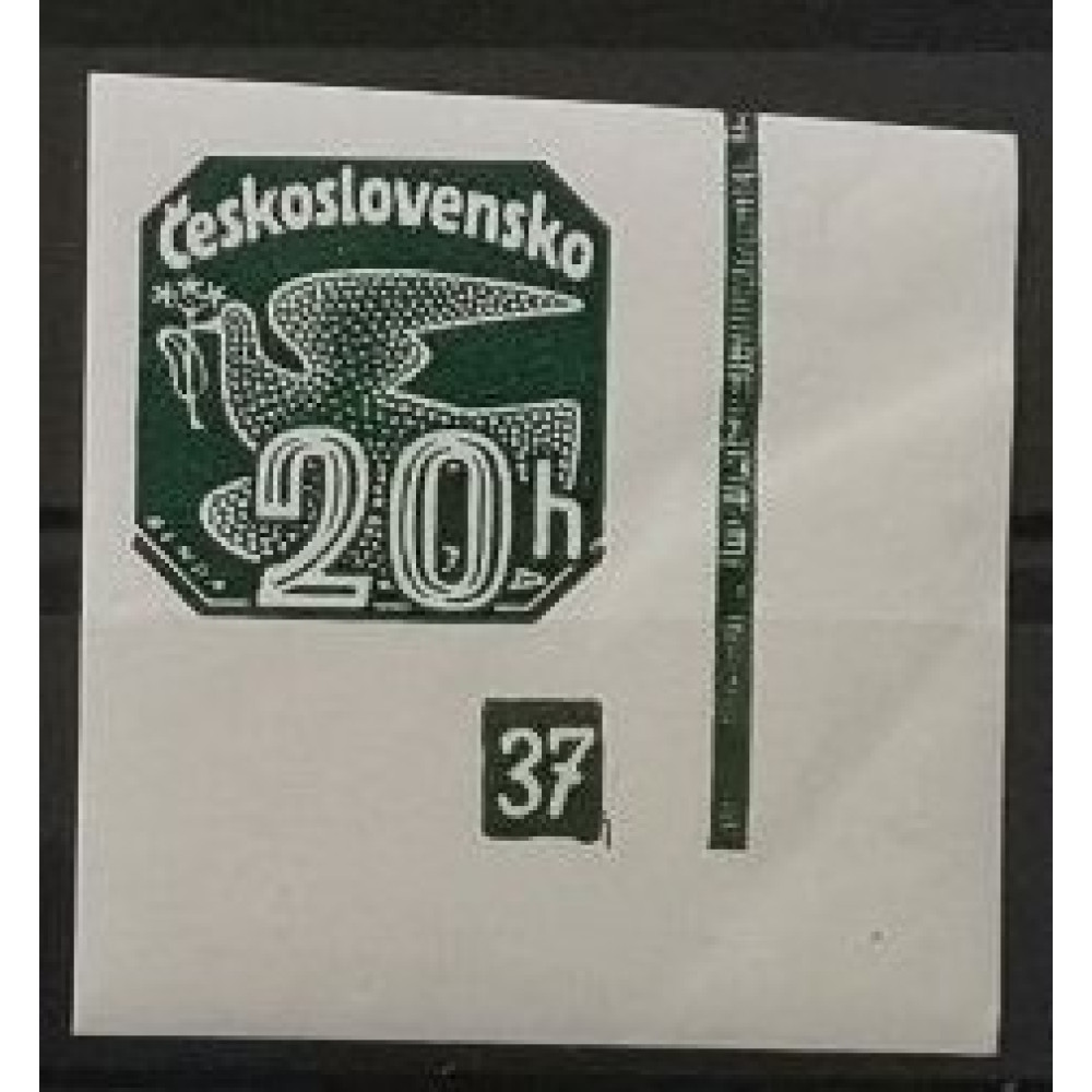 Selo com número de chapa Tchecoslováquia, 20h, Mi.370, MNH** 