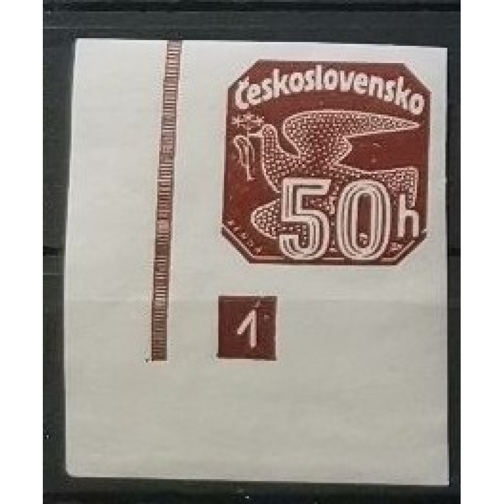 Sello con número de plancha Checoslovaquia, 50h, Mi.371, MNH** 