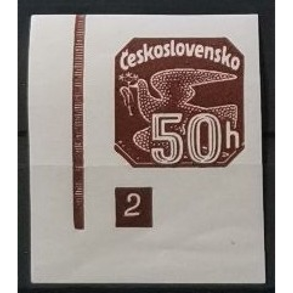 Sello con número de plancha Checoslovaquia, 50h, Mi.371, MNH** 