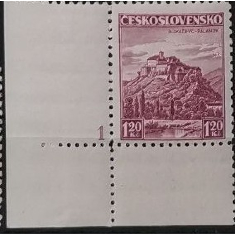 Sello con número de plancha Checoslovaquia, 1,20 Kč, Mi.351, MH* 