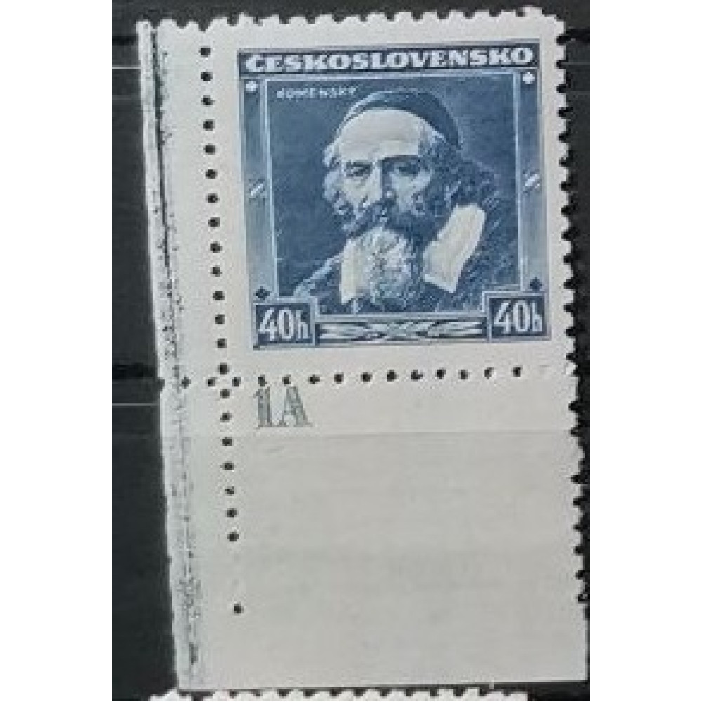 Selo com número de chapa Tchecoslováquia, 40h, Mi.347, MNH** 