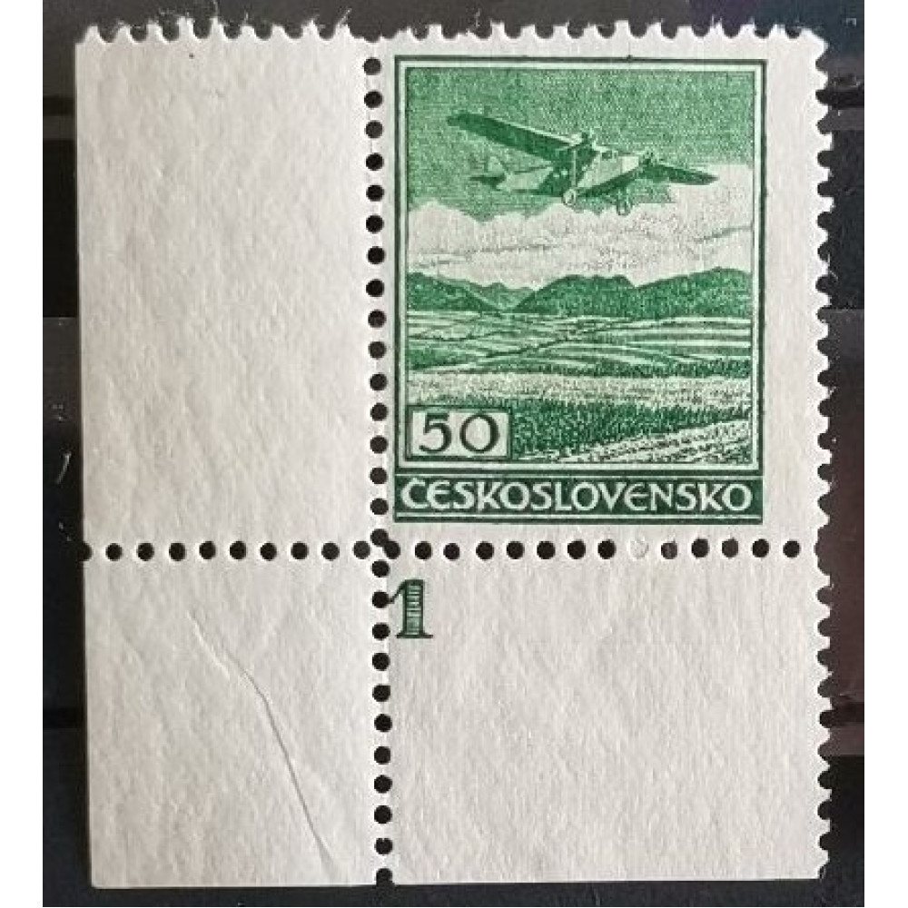 Selo com número de chapa Tchecoslováquia, 50h, Mi.303, MNH** 
