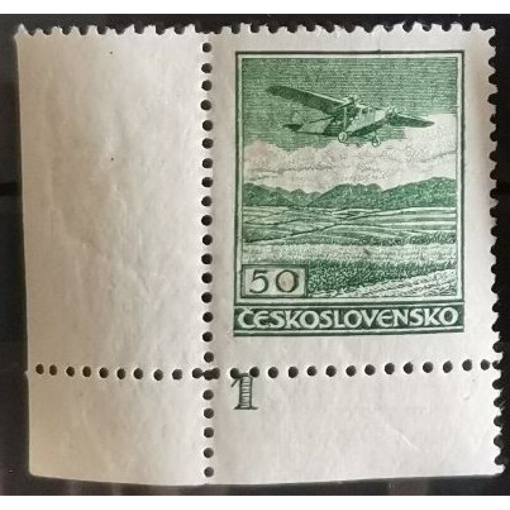 Selo com número de chapa Tchecoslováquia, 50h, Mi.303, MNH** 