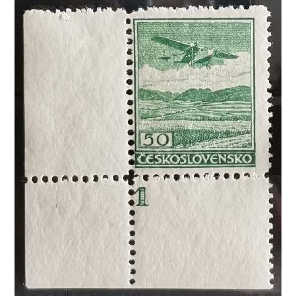 Sello con número de plancha Checoslovaquia, 50h, Mi.303, MNH** 