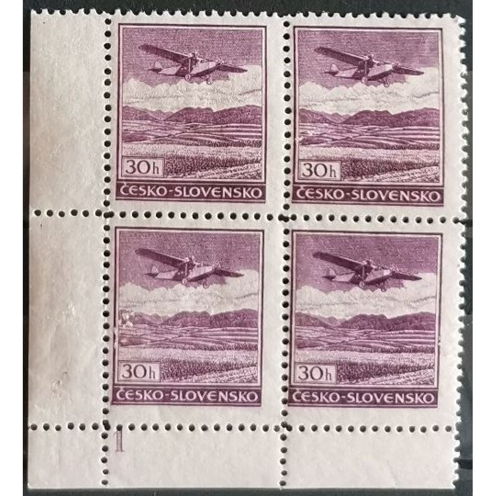 Sello con número de plancha Checoslovaquia, 30h, Mi.407, MNH** 