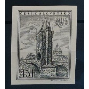 Mezinárodní výstava poštovní známke PRAGA 1955 - staroměstská Mostecká věž