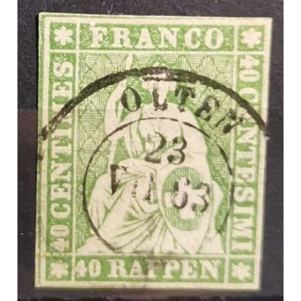 Sello Suiza, 40Rp, Mi.17II, Usado/# 