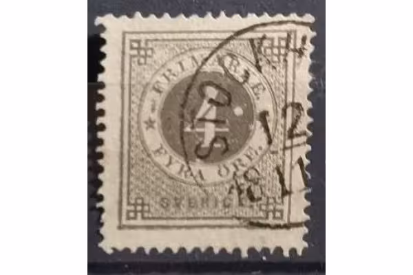 Známka Švédsko, 4 öre, Mi.18A#, zoubkování: 14