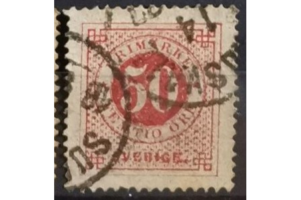 Známka Švédsko, 50 öre, Mi.25A#, zoubkování: 14