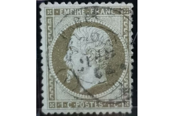 Známka Francie, 1 C, Mi.18c#, zoubkování: 14:131/2