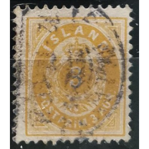 Stamp Iceland, 3 aur, Mi.22, Used/#, zoubkování: 12 3/4