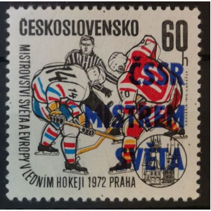1972 - ČSSR mistrem světa v ledním hokeji - zářez v písmenu Č ČSSR