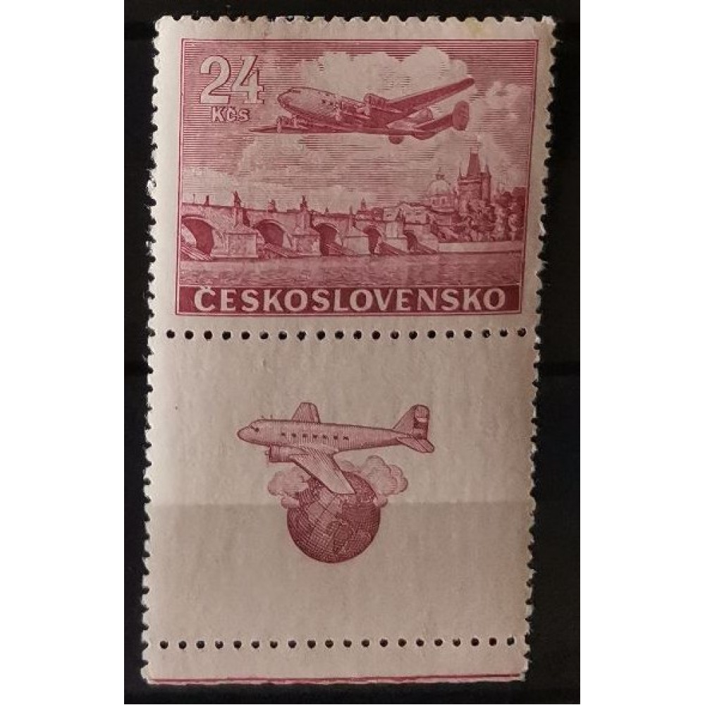Sello con viñetas Checoslovaquia, 24 Kčs, Mi.496, MH* 