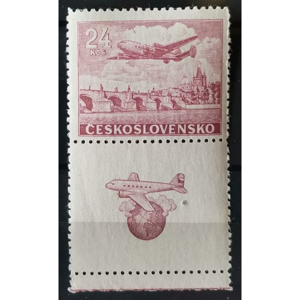 Selo com vinhetas Tchecoslováquia, 24 Kčs, Mi.496, MH* 