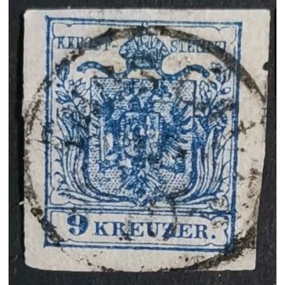 Sello Austria, 9Kr, Mi.5Y, Usado/# 