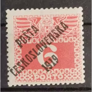 Známka ČSR PČ 1919, 6h, Pof.67** 
